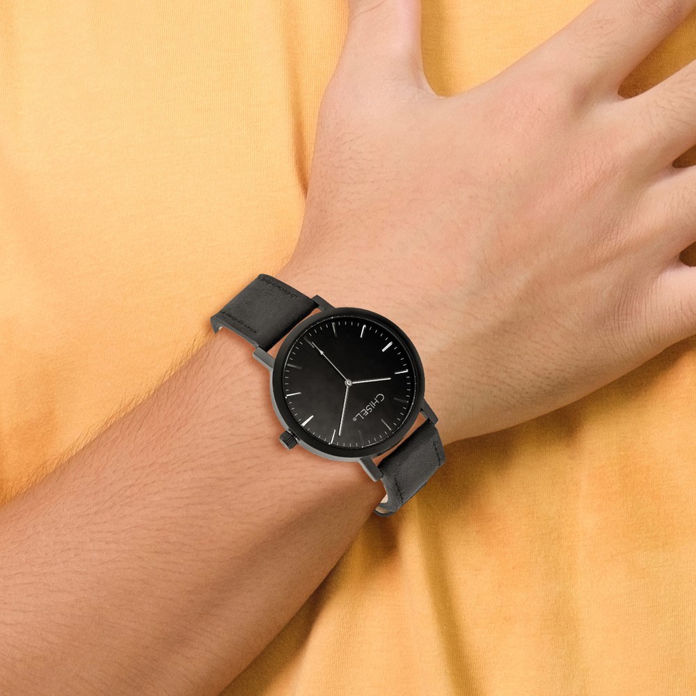 Chisel Matte Black IP-plated Black Dial Wrist Watch, 9 inch Length - Picture 4 of 4